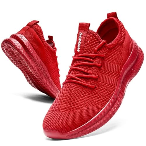 CAIQDM Schuhe Herren Laufschuhe Sneaker Outdoor Sportschuhe Turnschuhe Männer Joggingschuhe Atmungsaktiv Running Shoes Men Walking Schuhe Freizeitschuhe Fitness Schuhe Rot 40 EU von CAIQDM