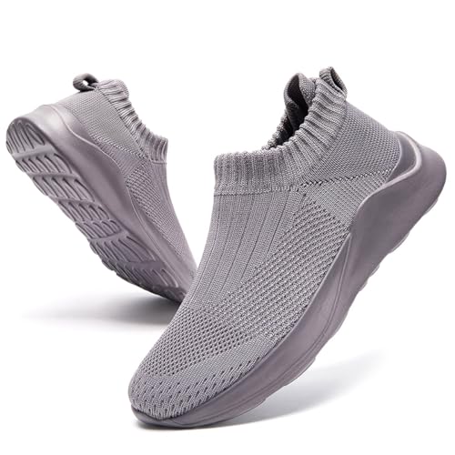 CAIQDM Damen Schuhe Slip On Sneakers Turnschuhe Laufschuhe Walkingschuhe Mesh Leichtgewichts Atmungsaktiv Grau 39 EU von CAIQDM