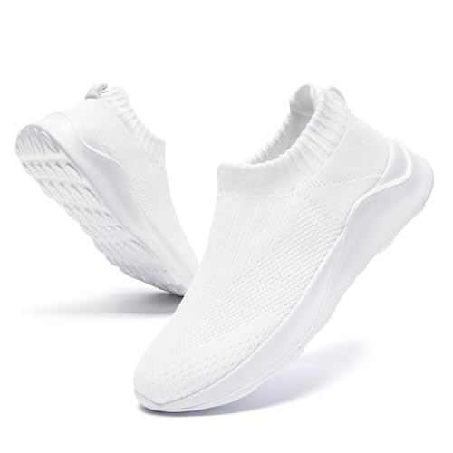 CAIQDM Damen Schuhe Slip On Sneakers Turnschuhe Laufschuhe Walkingschuhe Mesh Leichtgewichts Atmungsaktiv Weiß 39 EU von CAIQDM