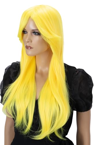 CAISHA 70cm Perücke Kiara Fasching Karneval Cosplay Party Perücke Kiara Langhaar Gelb PHK5 von CAISHA
