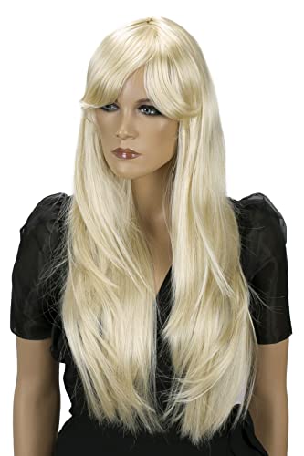 CAISHA 70cm Perücke Kiara Fasching Karneval Cosplay Party Perücke Kiara Langhaar Hellblond PHK9 von CAISHA