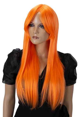 CAISHA 70cm Perücke Kiara Fasching Karneval Cosplay Party Perücke Kiara Langhaar Orange PHK4 von CAISHA