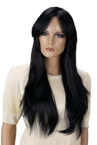 CAISHA 70cm Perücke Kiara Fasching Karneval Cosplay Party Perücke Kiara Langhaar Schwarz PHK7 von CAISHA