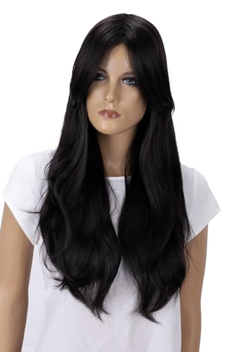 CAISHA 70cm Perücke Kiara Fasching Karneval Cosplay Party Perücke Kiara Langhaar Schwarzbraun PHK21 von CAISHA