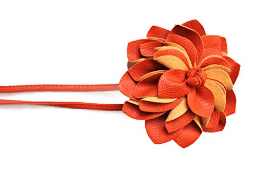 CAISHA Gürtel Hüftgürtel Wickelgürtel Leder Look mit extravaganter Blume Orange WG10 von CAISHA