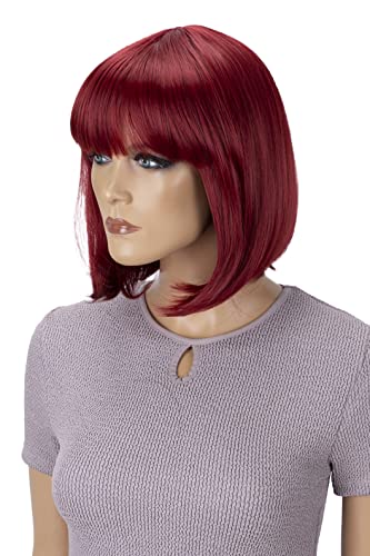 CAISHA Perücke Bob Kurzhaar Cosplay Theater Show Hitzebeständig Synthetik Glatt Rot WB1 von CAISHA