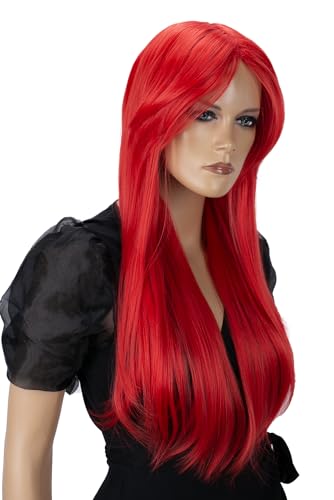 CAISHA 70cm Perücke Kiara Fasching Karneval Cosplay Party Perücke Kiara Langhaar Rot PHK1 von CAISHA
