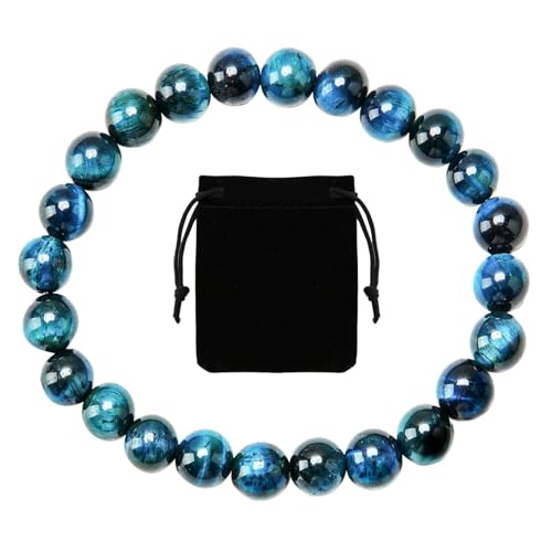 CAISYE 8mm Natürliches Tigerauge-Armband für Männer und Frauen - Hochwertig, Elastisch, Modisch - Schmuck Geschenk von CAISYE