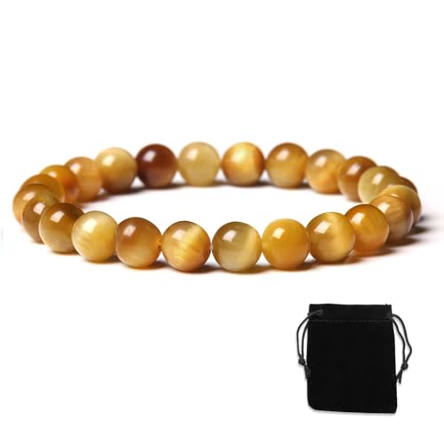 CAISYE 8mm Natürliches Tigerauge-Armband für Männer und Frauen - Hochwertiges, Elastisches Mode-Schmuck Geschenk (Braun) von CAISYE