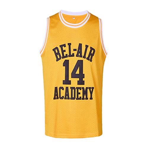 CAIYOO #14 The Fresh Prince of Bel Air Academy Basketball Trikot für Herren 90er Jahre Hip Hop Kleidung für Party, gelb, Mittel von CAIYOO