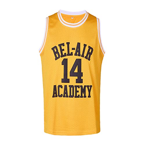 CAIYOO Herren #14 Basketball Jersey 90S Hip Hop Kleidung für Party genäht Buchstaben und Zahlen S-3XL - Gelb - Klein von CAIYOO