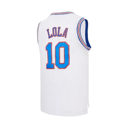 LOLA #10 Bunny Space Herren Movie Jersey Herren Basketball Trikot S-XXXL - Wei� - Groß von CAIYOO