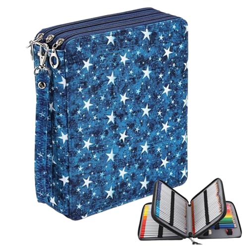 Art Pencil Case 120 Slot 9.5x7.9x2.4in großer Bleistift-Beutel Sternblau-Bleistiftbeutel mit Reißverschluss und Lanyard Oxford Tuchstifte Hülle für professionelle oder Amateurkünstler Art P. Art Pencil Case 120 Slot 9.5x7.9x2.4in großer Bleistift-Beutel Sternblau-Bleistiftbeutel mit Reißverschluss und Lanyard Oxford Tuchstifte Hülle für professionelle oder Amateurkünstler Art P. von CAKEEYUM