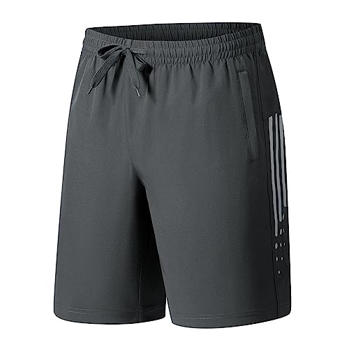 Laufshorts Herren Casual Stretch Sport Shorts Kurz Atmungsaktiv Jogging Short Schnelltrocknende Basketball Shorts Sommer Fitness Shorts Herren Mit Taschen B-Grey1 9XL von CAKERS