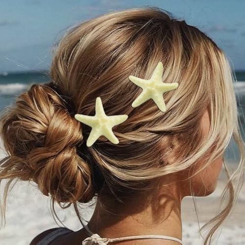 CAKURE Seestern Haarspange Harz Strand Meer Stern Haarnadeln Meerjungfrau Alligator Clips Haarspange Zubehör für Frauen und Mädchen (2 Stück) von CAKURE