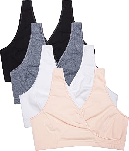 CAKEY Maternity Nursing Sleep Bra Tank Breastfeeding Pregnancy Bralette (Medium, Z-Black/charcoal/nude/white-4Pcs) von CAKYE