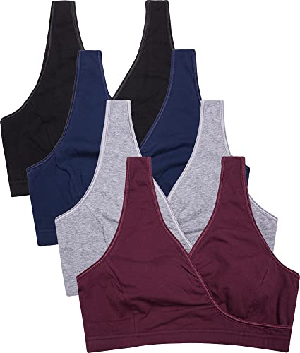 CAKEY Maternity Nursing Sleep Bra Tank Breastfeeding Pregnancy Bralette (Small, Z-Black/grey/burgundy/navy-4Pcs) von CAKYE