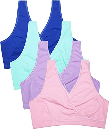 CAKEY Maternity Nursing Sleep Bra Tank Breastfeeding Pregnancy Bralette (Small, Z-Pink/lavender/green/royalblue-4Pcs) von CAKYE