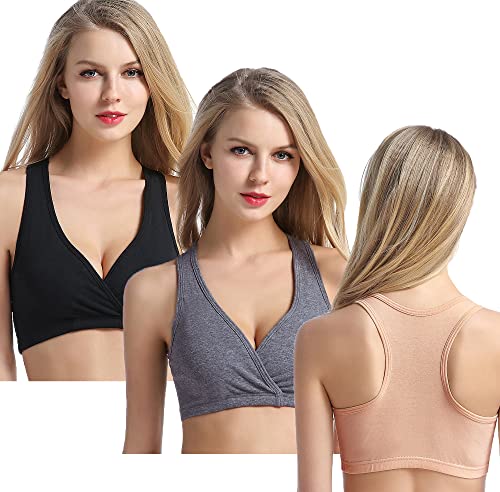 CAKYE Damen 3pack schulterfrei Still-BH für Schlaf und Stillen Mittel Schwarz/Charcoal/Nude 3pack von CAKYE