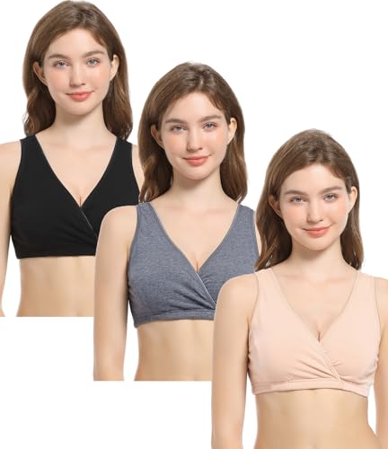 CAKYE Damen Cakey Still-Schlaf-BH Tank-Top Stillen/Schwangerschaft Mittel Schwarz + Kohle + akt / 3pcs CAKYE Damen Cakey Still-Schlaf-BH Tank-Top Stillen/Schwangerschaft Mittel Schwarz + Kohle + akt / 3pcs von CAKYE