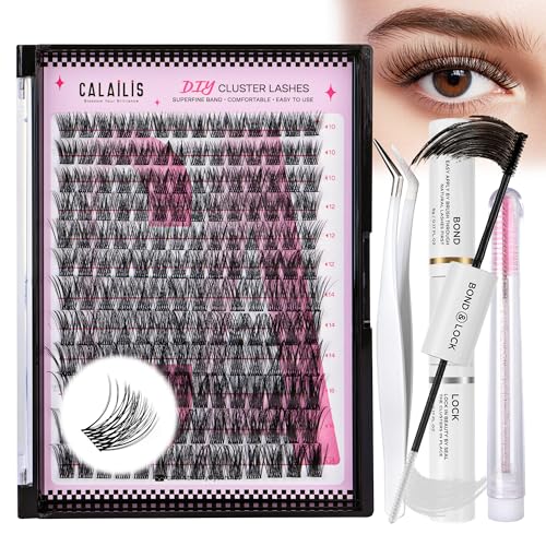 CALAILIS DIY Wimpern Extensions Set, 168 Stück D Curl Einzelne Wimpern mit Wimpernkleber und Sealer Wimpern Remover und Wimpern Applikator Lash Extension Set (703) von CALAILIS