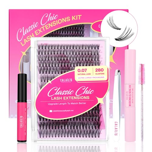 CALAILIS DIY Wimpern Extensions Set, 280 Stück D Curl Einzelne Wimpern mit Wimpernkleber und Sealer Wimpern Remover und Wimpern Applikator Lash Extension Set (30D+40D-KIT) von CALAILIS