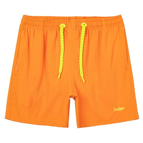 CALBOUNT Jungen Badeshorts Strand Mesh Shorts Leichte Schwimmhose mit Mesh Orange 128-134 von CALBOUNT