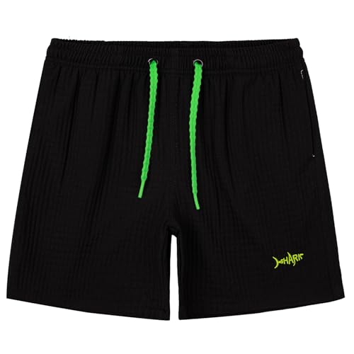 CALBOUNT Jungen Badeshorts Strand Mesh Shorts Leichte Schwimmhose mit Mesh Schwarz 158-164 von CALBOUNT