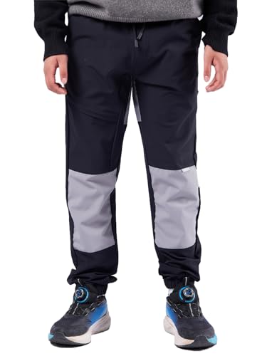 CALBOUNT Jungen Wanderhose Kinder Wasserdicht Trekkinghose Elastische Taille Outdoorhose Schwarz 150 von CALBOUNT