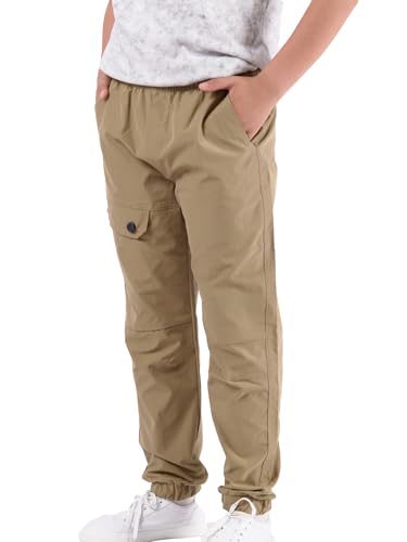 CALBOUNT Kinder Wanderhose wasserdichte Outdoor Trekkinghose Elasticated Waist Jogginghose Beige 140 von CALBOUNT