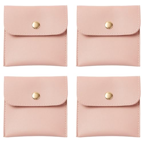 CALFOVERA 1 Stück Mini PU Leder Schmuck Reisebeutel Mit Druckknopf Rosa Schmuck Lippenstift Aufbewahrung Verpackungstaschen Fälle Taschenorganisator Für Ohrringe Halsketten Armband Ring Frauen von CALFOVERA