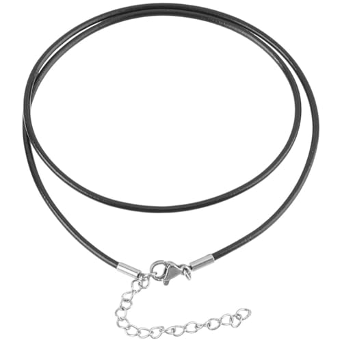 CALFOVERA 10 Stück 2mm Echtlederhalsketten Schwarz 18 Zoll Runde Dünne Echte Lederwachsseil Kette Mit Silbernen Verschlüssen Aus Edelstahl Verlängerungskette Für Männer Frauen Schmuck Zum von CALFOVERA