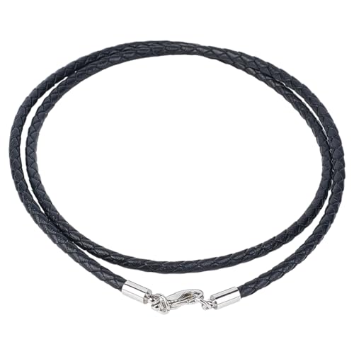 CALFOVERA 10 Stück 3mm Schwarze Geflochtene Echte Lederhalsketten 21 Zoll Runde Gewebte Echte Leder Wachsseil Kette Halskette Mit Kupfer Karabinerverschlüssen Für Männer Und Frauen Schmuck DIY von CALFOVERA