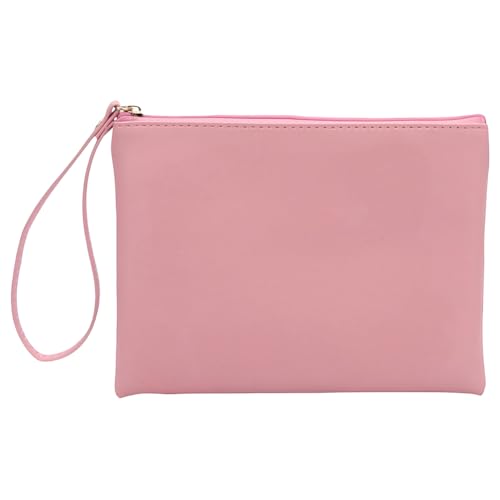 CALFOVERA 2 Stück PU Leder Reißverschlusstaschen Für Damen Tragbare Make Up Taschen Aus Leder Mit Armband wasserdichte Mehrzweck Kosmetik Organizer Taschen Für Reiseutensilien Wechselschmuck (Pink) von CALFOVERA