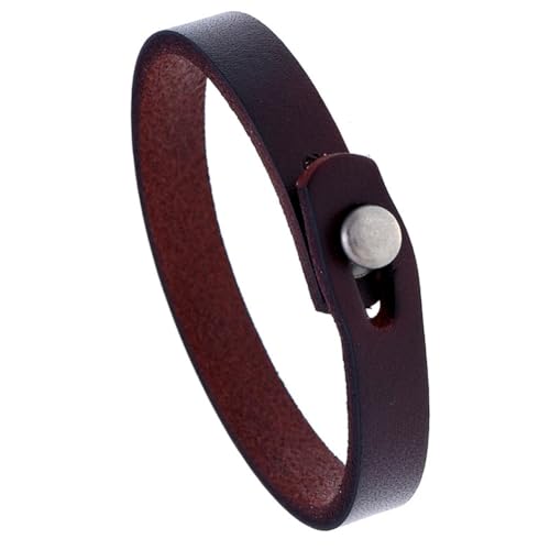 CALFOVERA Echtes Leder Armband Für Männer Vintage Punk Stil Vollnarben Rindsleder Wickelarmband Dunkelbrown Verstellbar Handgefertigter Armschmuck Für Den Täglichen Gebrauch Kostümschmuck Party von CALFOVERA