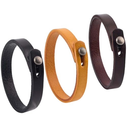CALFOVERA Farben Echtes Leder Armband Für Männer Vintage Punk Stil Vollnarbenleder Wickelarmband Verstellbar Handgefertigter Armreif Für Den Täglichen Gebrauch Kostümschmuck Party Cosplay Geschenk von CALFOVERA