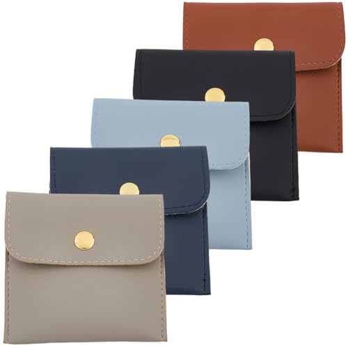 CALFOVERA Farben PU Leder Reise Schmuck Aufbewahrungstaschen Mit Druckknopf Mini Lippenstift Schmuckverpackung Beutel Fall Taschenorganisator Für Ohrringe Halsketten Armbänder Ring Damen Geschenk von CALFOVERA