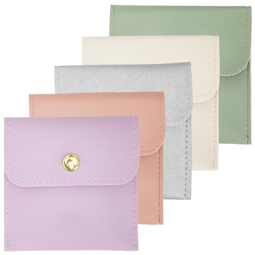 CALFOVERA Farben Reise Schmuck Aufbewahrungstaschen Aus PU Leder Kleine Lippenstift Schmuckverpackungstasche Mit Druckknopf Für Ohrringe Halsketten Armbänder Ringe Geschenk Für Frauen von CALFOVERA