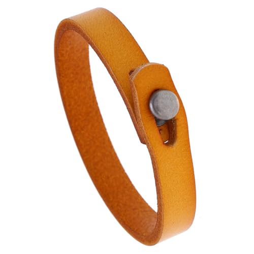 CALFOVERA Kuhfell Echtes Leder Armband Für Männer Gelb Vintage Punk Stil Vollkornleder Wickelarmband Verstellbares Handgefertigtes Armreif Für Den Täglichen Gebrauch Kostümschmuck Party Cosplay von CALFOVERA