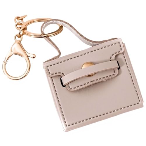 CALFOVERA PU Leder Handtaschen Schlüsselanhänger Für Frauen Mini Graue Leder Rucksack Schlüsselanhänger Tasche Kleine Geldbörse Münzbeutel Anhänger Accessoires Mit Karabinerverschluss Für Lippenstift von CALFOVERA