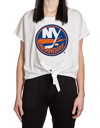 Calhoun NHL Damen Front Tie Cover Up Loose Fit Crop T-Shirt, New York Islanders, Small/Medium von CALHOUN