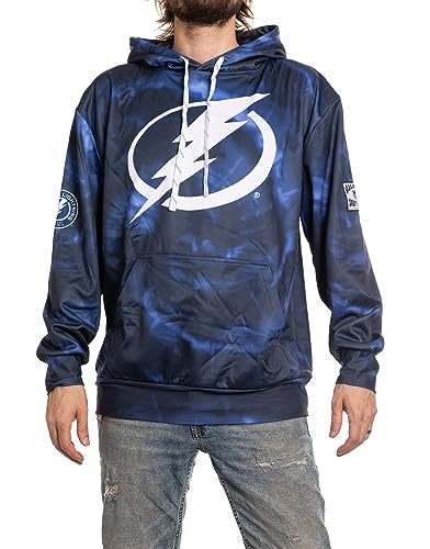 Calhoun NHL Surf & Skate Herren-Kapuzenpullover mit Batiksublimationsdruck, Tampa Bay Lightning, Medium von CALHOUN