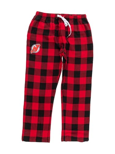 Calhoun NHL Surf & Skate Herren Pyjamahose mit Team-Logo, kariert, 100% gewebter, gebürsteter weicher Stoff, New Jersey Devils, Large von CALHOUN