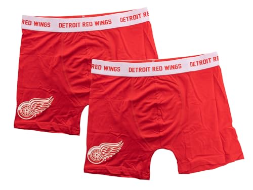 Calhoun NHL Surf & Skate Herren Soft Comfortable Underwear Boxer Brief - 2er Pack, Detroit Red Wings, Large von CALHOUN