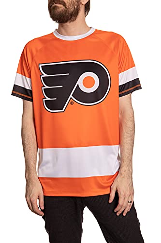 NHL Herren Performance Quick Dry Moisture Wicking Rash Guard Kurzarm Shirt, Philadelphia Flyer, X-Groß von CALHOUN