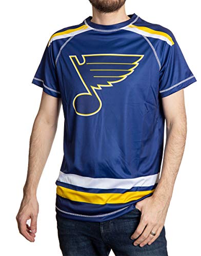 NHL Herren Performance Quick Dry Moisture Wicking Rash Guard Kurzarm Shirt, St. Louis Blues, Mittel von CALHOUN