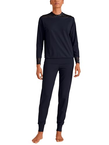 CALIDA Elegant Dreams Bündchen-Pyjama Damen, luftiger Schnitt, mit Spitzendetails, fließend und anschmiegsam von CALIDA