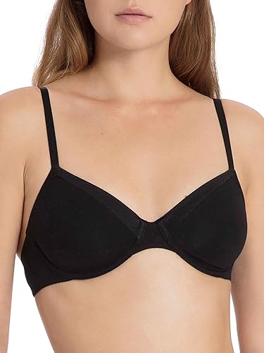 CALIDA Damen BH Cate, schwarz aus 100% Baumwolle, mit Bügel und Satinblenden an den Cubabschlüssen, Größe: 70C von CALIDA