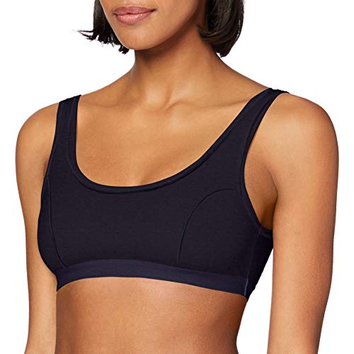 CALIDA Damen Bustier Natural Joy, dark lapis blue aus Baumwolle, Lyocell und Elastan, sportlich mit elastischem Verschluss, Größe: 32/34 von CALIDA