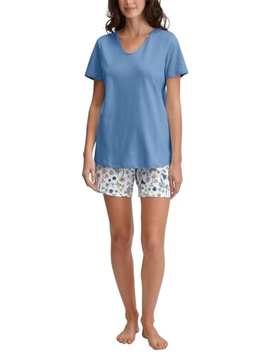 CALIDA Flower Nights Kurz-Pyjama Damen, aus 100% Baumwolle, pflegeleicht, elastisch und formstabil, in Single Jersey von CALIDA